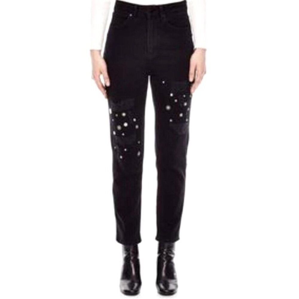 Sandro Paris Rudie Black Studded High Rise Jeans Size 34 (US Size 2)